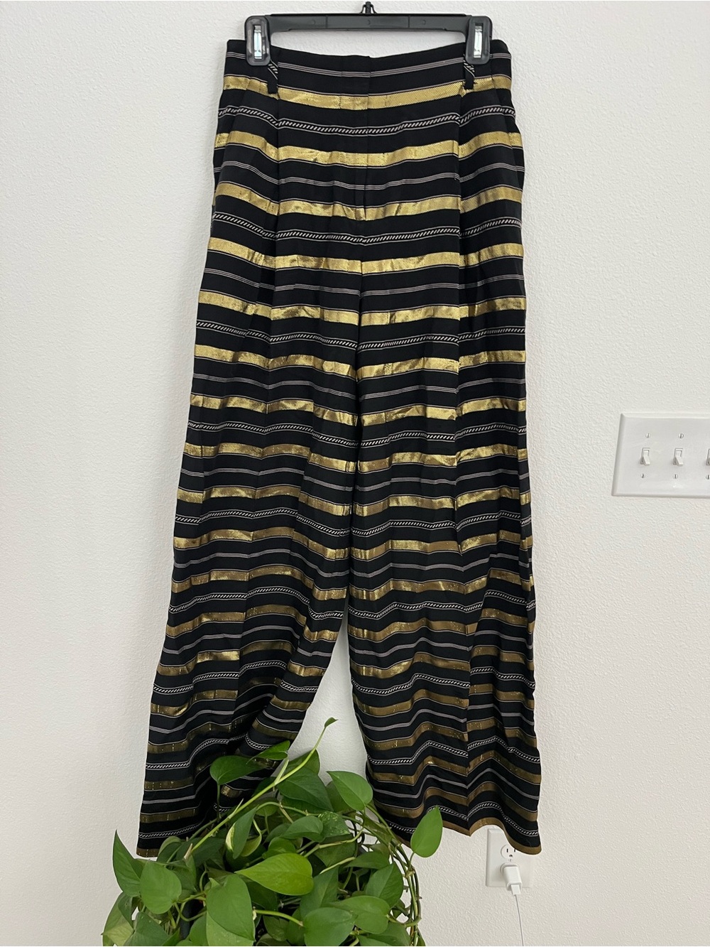 Rachel Zoe Metallic Striped Pants wide leg